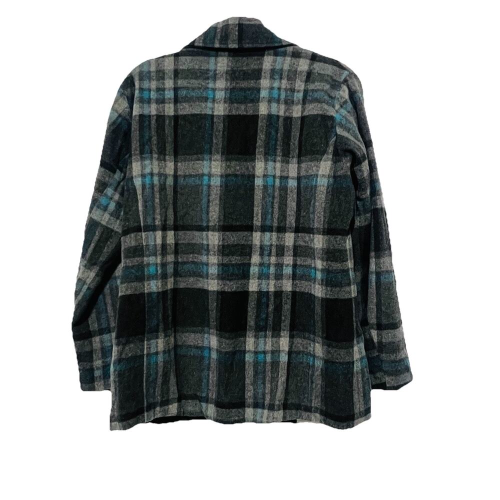 Cabelas Women’s Blue Gray BlackPlaid Pea Coat Jacket Size Large Cozy Winter Core - Picture 2 of 10